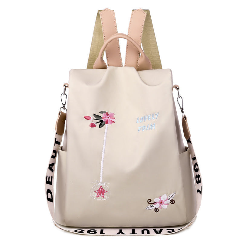 Embroidered Nylon Anti-Theft Backpack
