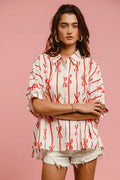 Chic Bow-Ribbon Woven Button-Down Shirt: Versatile & Stylish