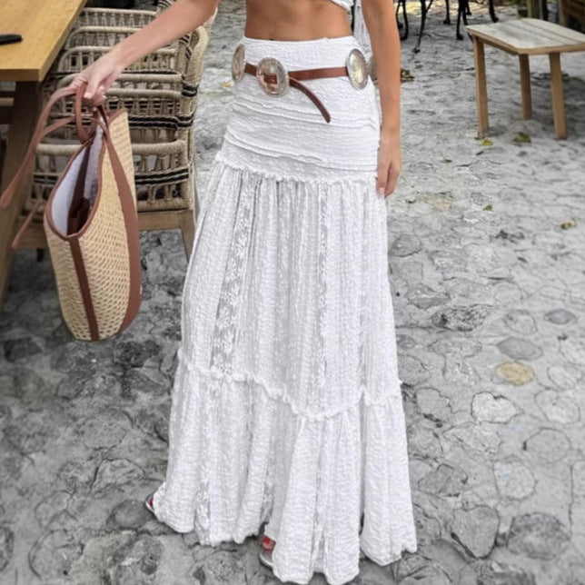 White Lace A-Line Skirt