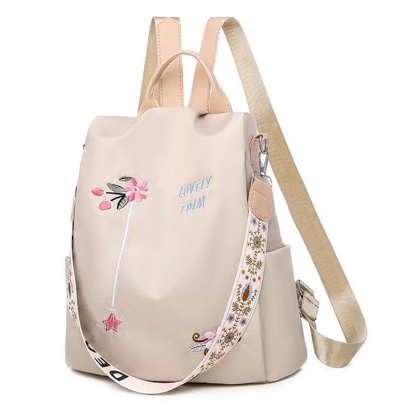 Embroidered Nylon Anti-Theft Backpack