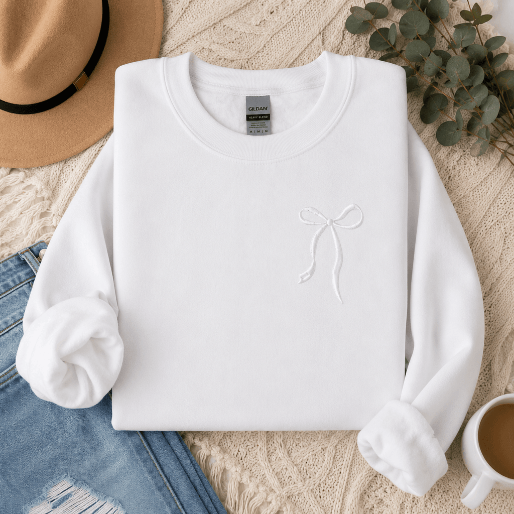 Embroidered Bow Shirt | Custom Coquette Tee & Sweatshirt